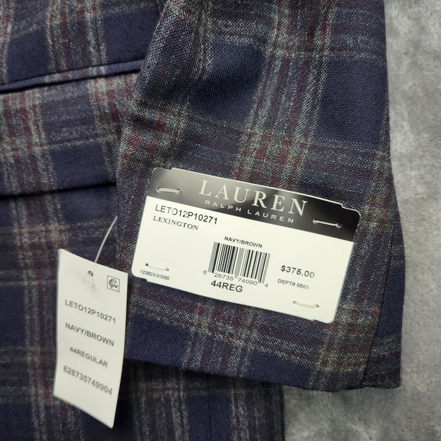 Lauren Ralph Lauren Polyester Blue Plaid Suit Jacket Blazer 44R NWT