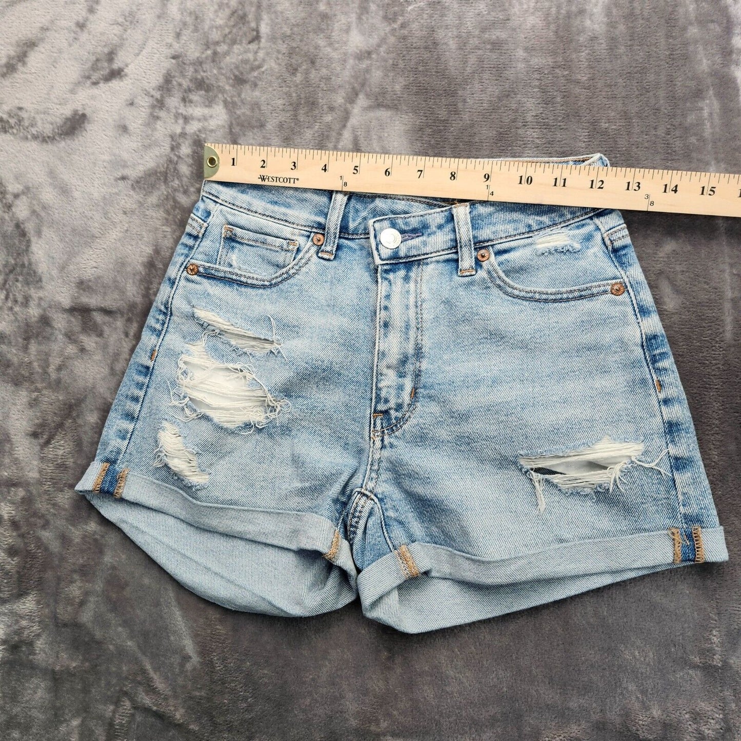 American Eagle Outfitters Stretch Crossover Denim Mom Shorts 00