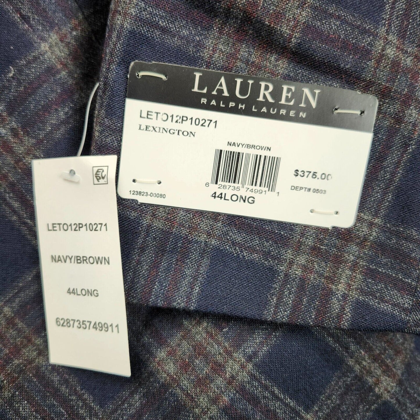 Lauren Ralph Lauren Polyester Blue Plaid Suit Jacket Blazer 44L NWT