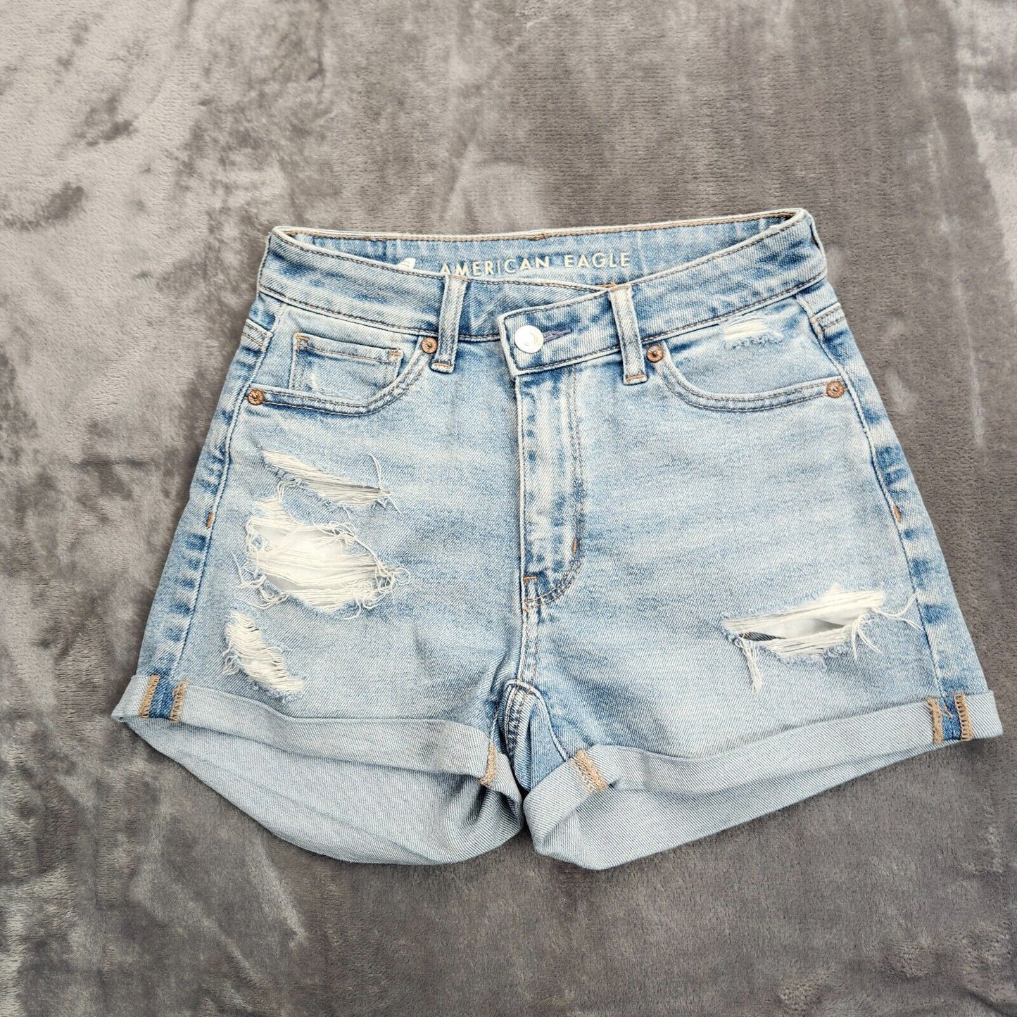 American Eagle Outfitters Stretch Crossover Denim Mom Shorts 00