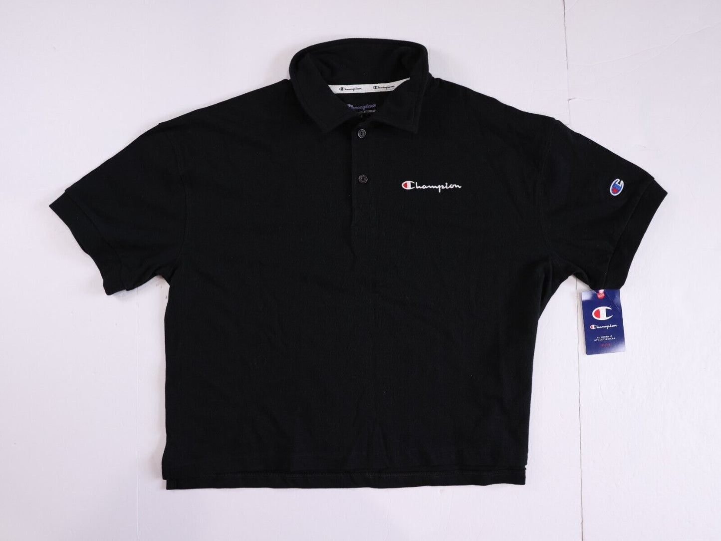Champion Women's Mid-Weight Jersey Polo Top Black Size Medium