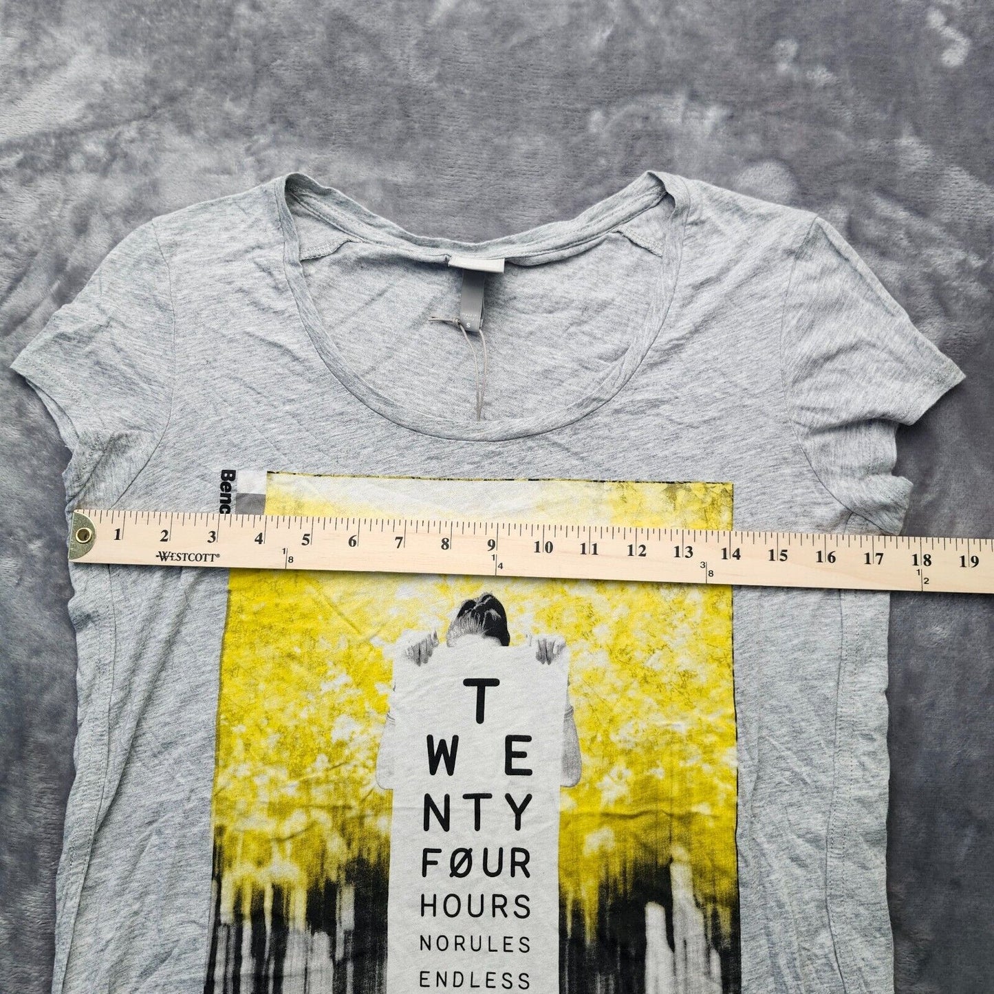 Bench Urban Wear Womens Graphic Cap Sleeve T-Shirt Size Small GRY/Yellow