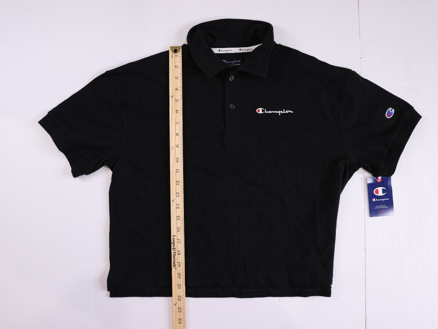 Champion Women's Mid-Weight Jersey Polo Top Black Size Medium