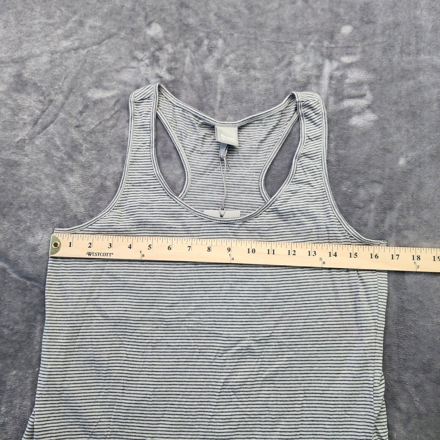 Bench Urban Wear Womens Racerback Stripped Tank Top Size Small WHT/GRY