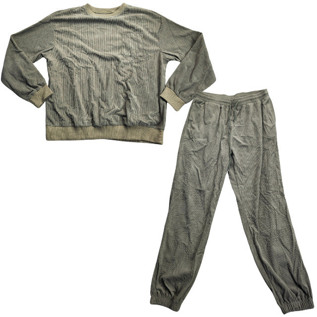 Olive Green Ribbed Loungewear / Sleepwear set unisex size Medium