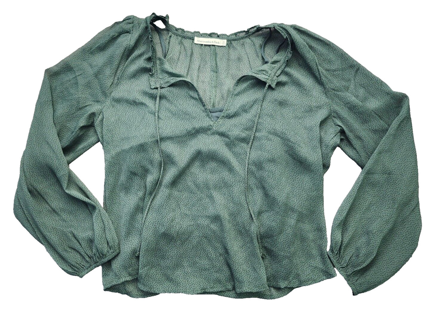 abercrombie & fitch womens blouse Green with black polka dots size XS