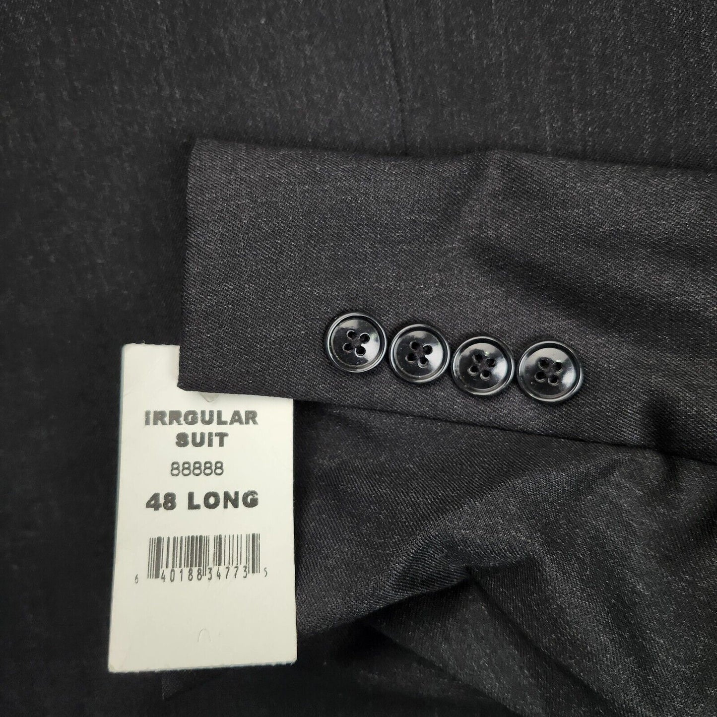Men's Black 100% Wool Suit Set Jacket 48L Pants 36x32