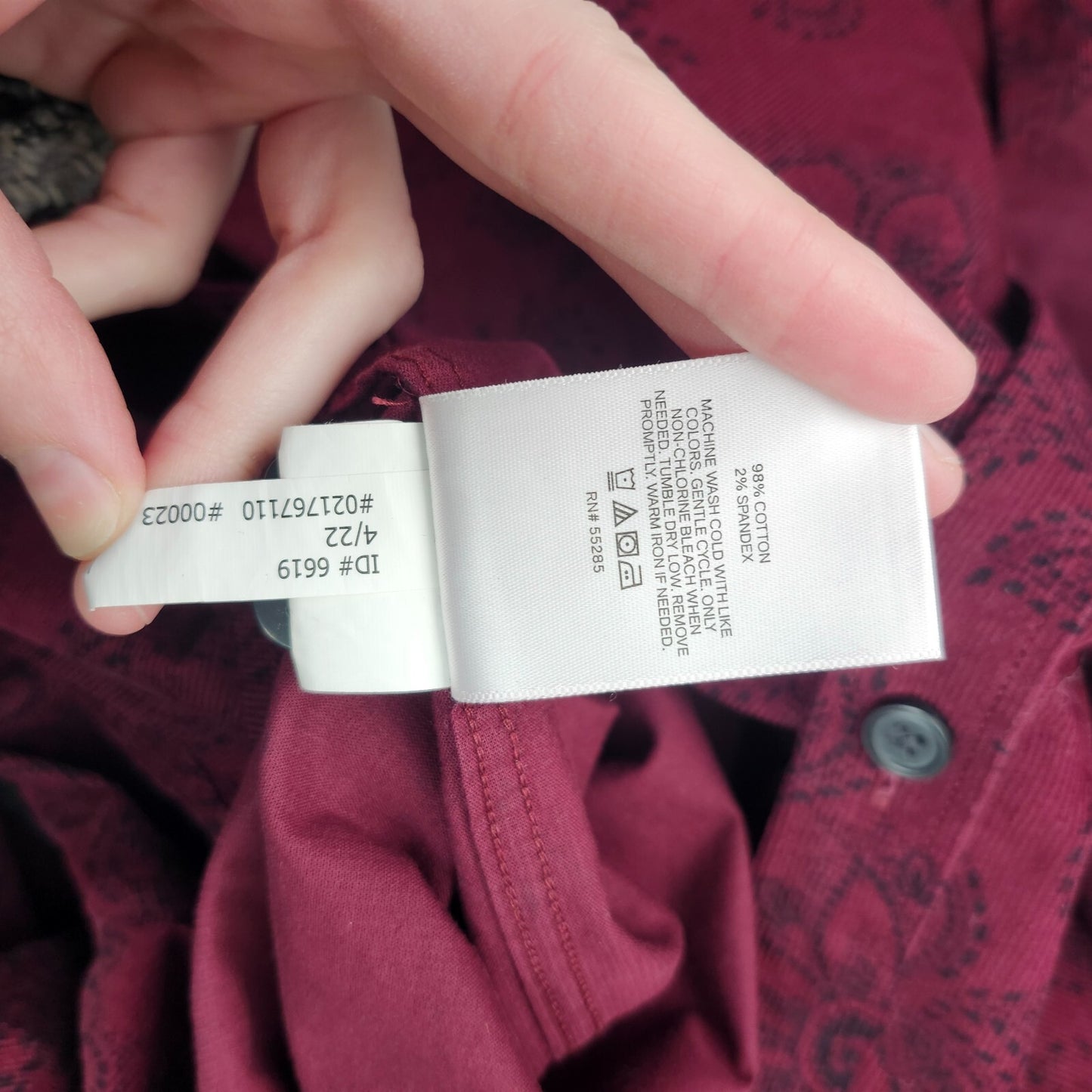 EXPRESS Men's Dress Shirt Long Sleeve button down Floral Burgundy Size XL