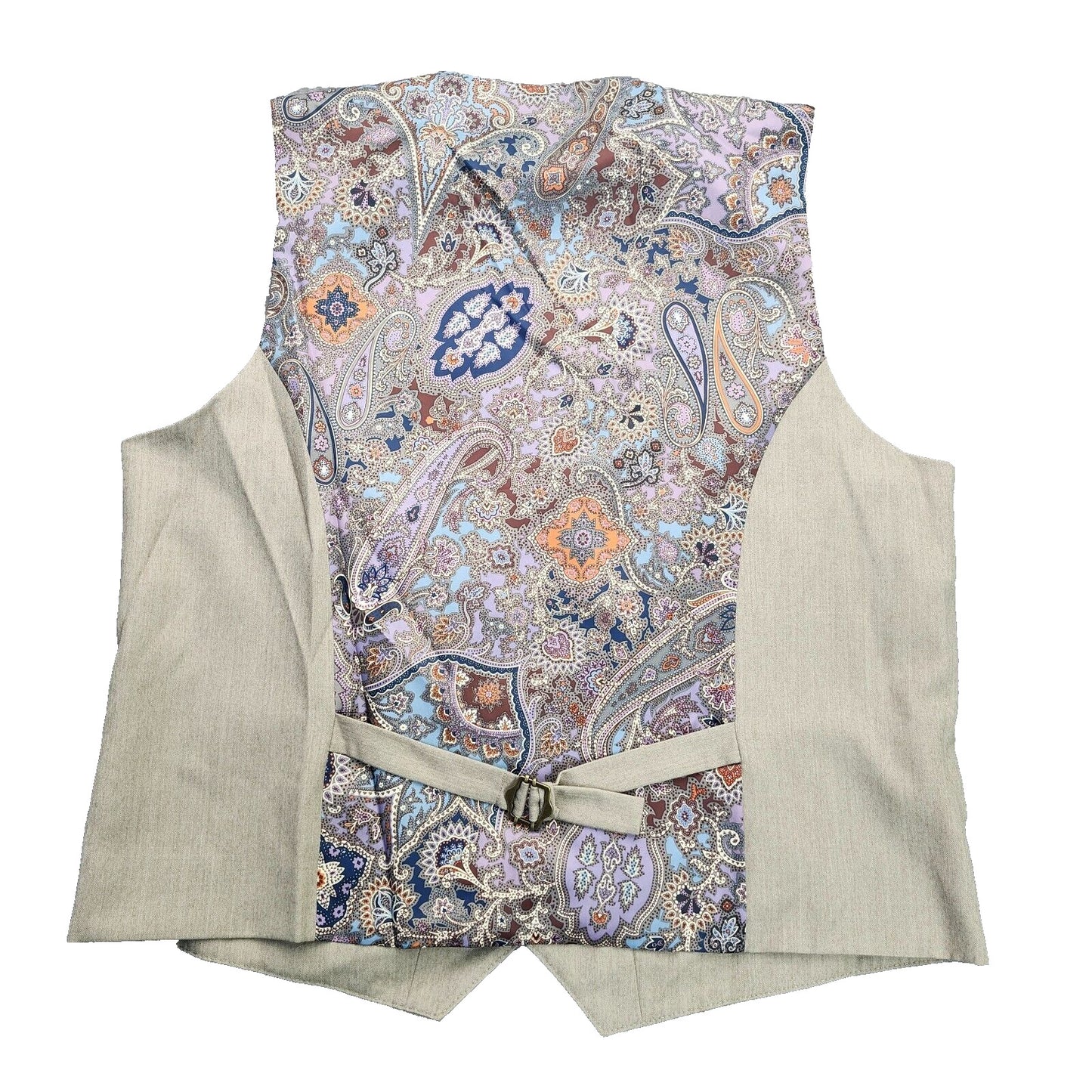 TAYION By Montee Holland Mens Tan Wool Blend Paisley Vest Pike Stitching Large