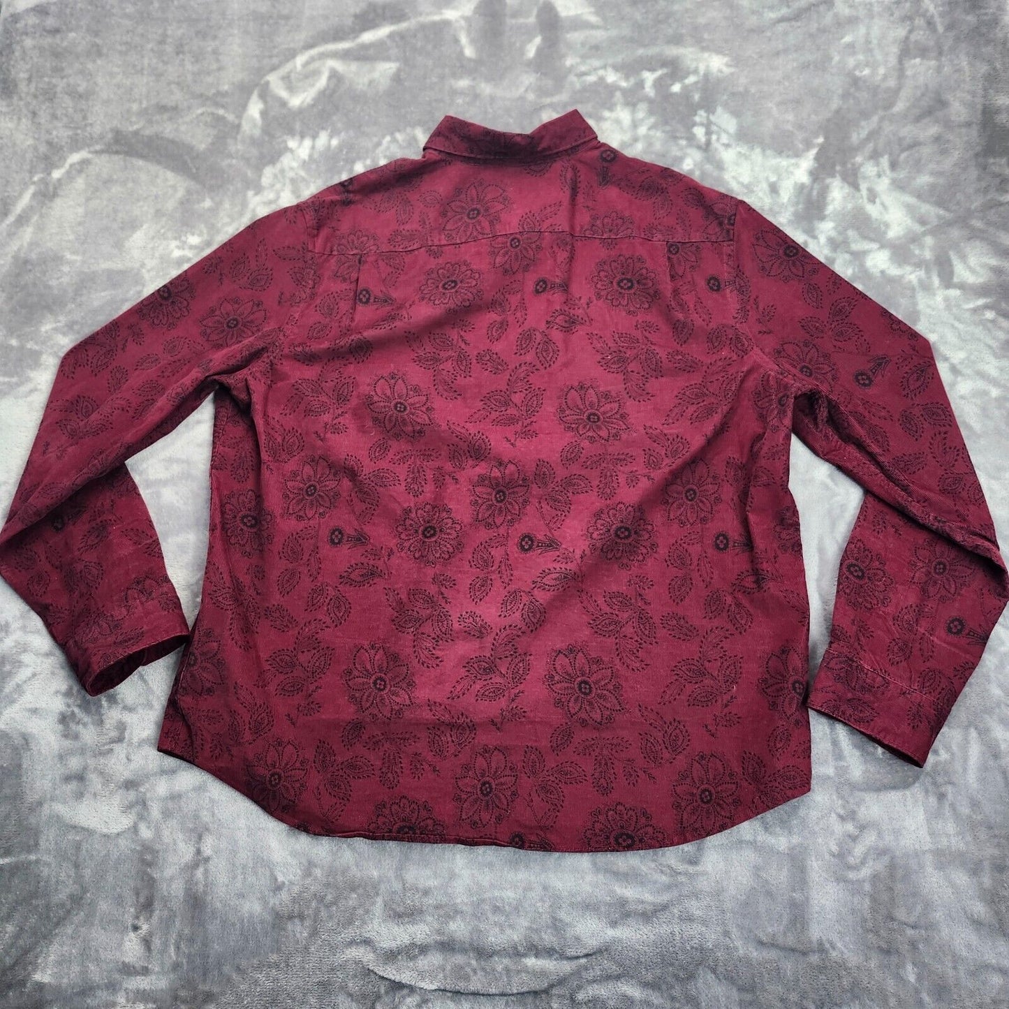 EXPRESS Men's Dress Shirt Long Sleeve button down Floral Burgundy Size XL