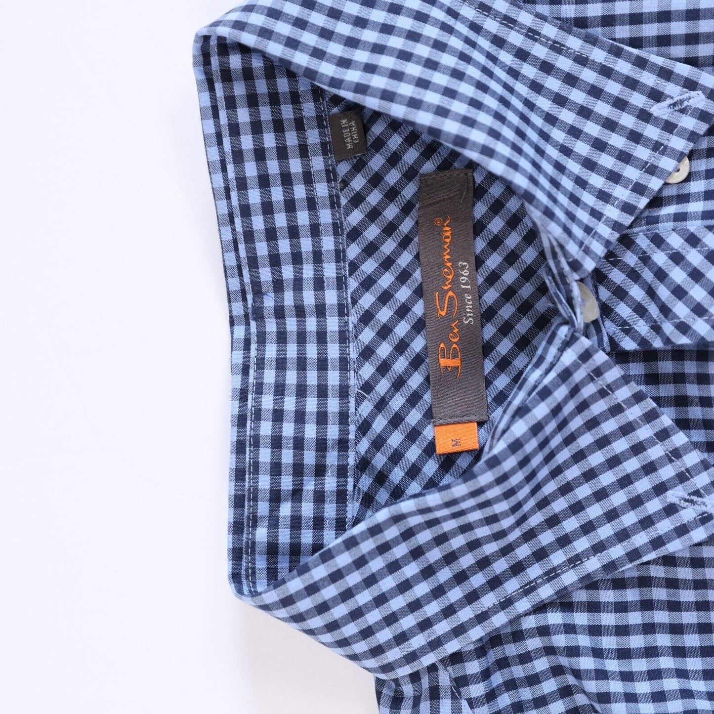 Ben Sherman Blue Checked Button Down Long Sleeve Mens Medium