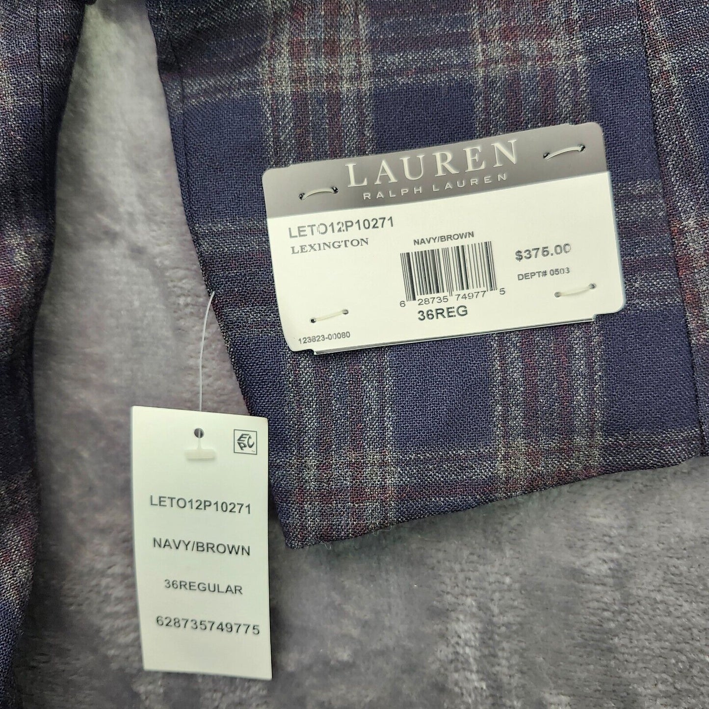 Lauren Ralph Lauren Polyester Blue Plaid Suit Jacket Blazer 36R NWT
