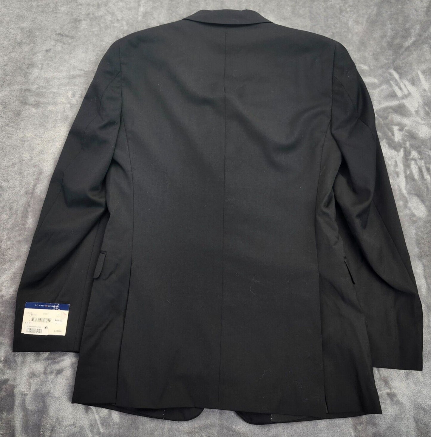 NWT Tommy Hilfiger Mens Suit Jacket 100% Wool Black Notch Lapel 38 Long