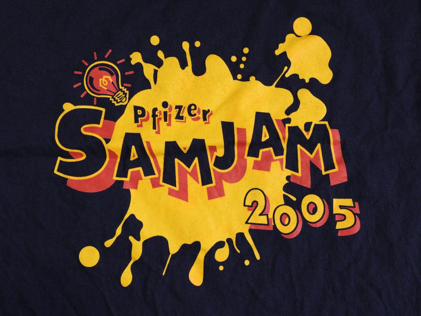Pfizer Samjam Blue 2005 Graphic Biontech Logo T-Shirt Size Large