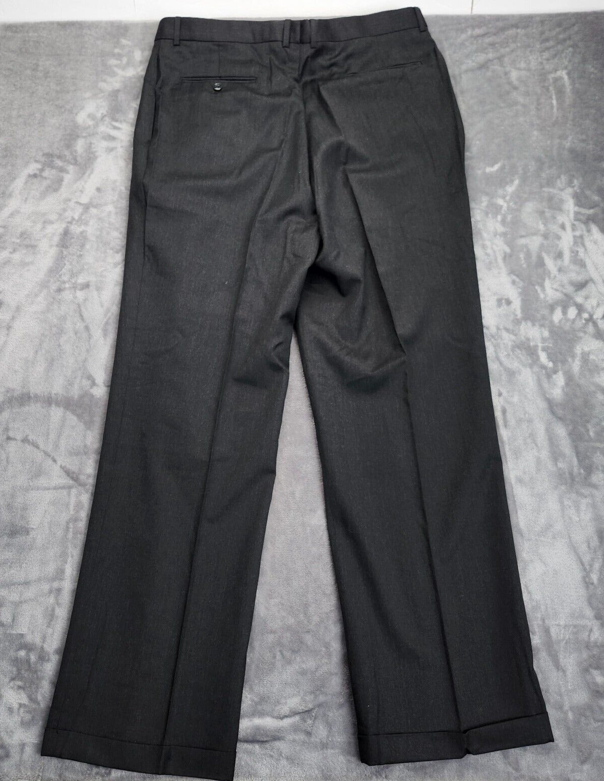 Men's Black 100% Wool Suit Set Jacket 48L Pants 36x32