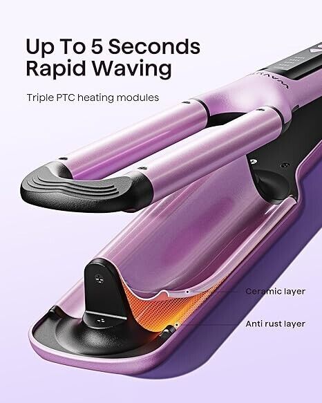 Wavytalk Hair Waver 3 Barrel Deep Hair Crimper Purple
