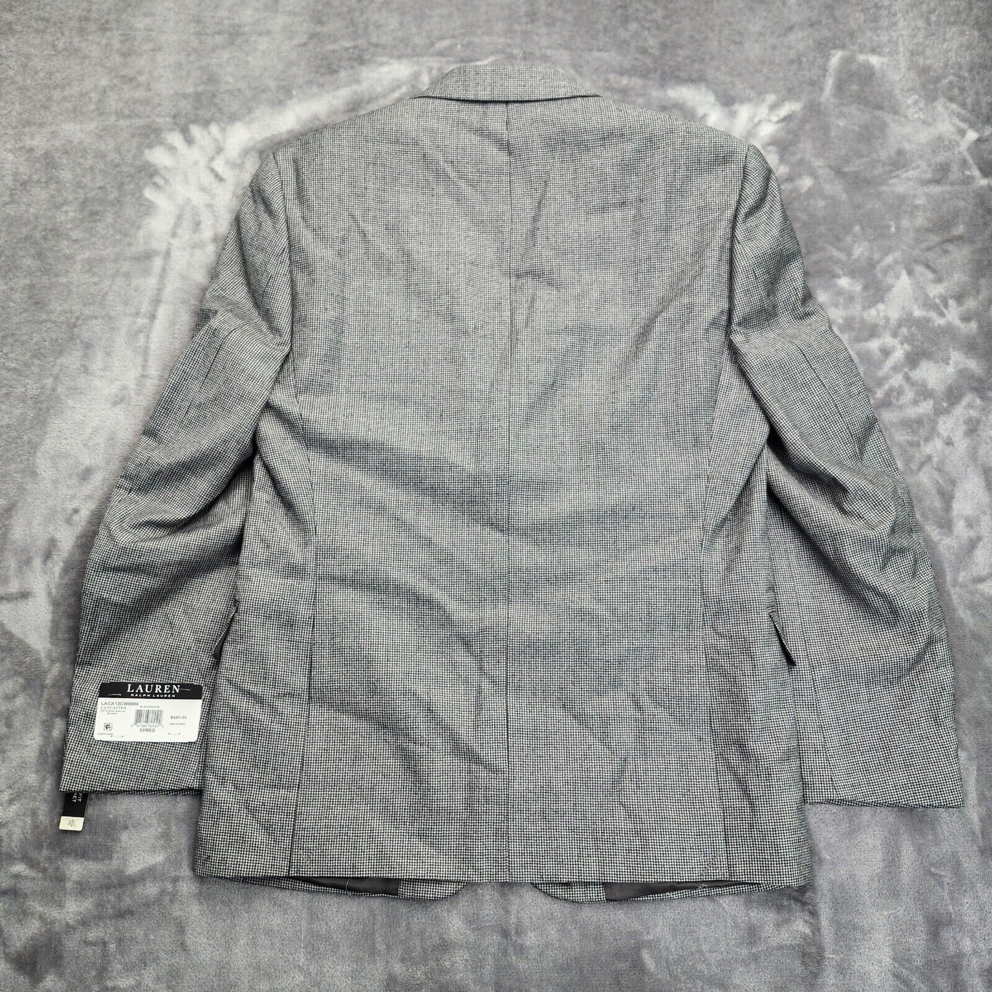 Lauren Ralph Lauren Classic-Fit Wool Suit Jacket Black/White Houndstooth 38R NWT
