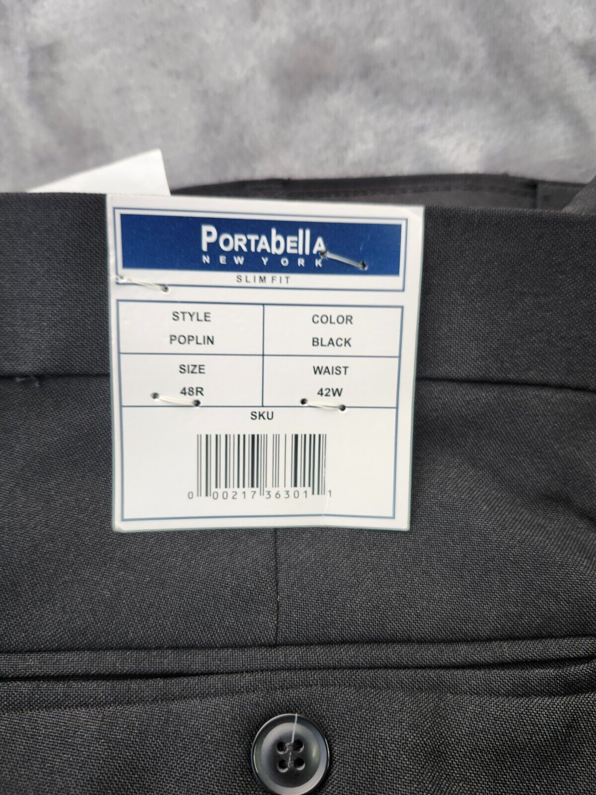NWT Portabella New York Slim Fit black style Poplin Pants size 48R x 42W