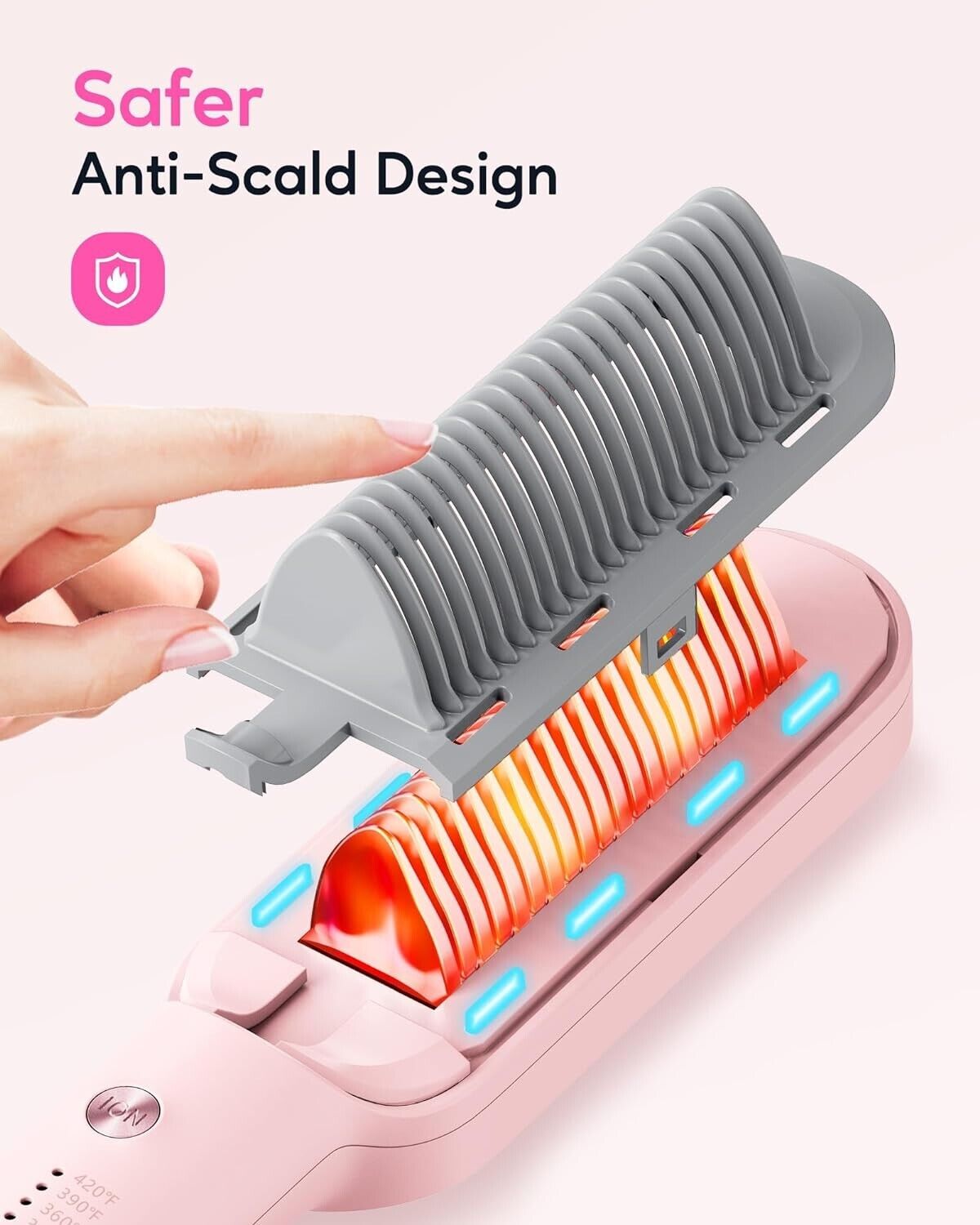 Wavytalk Professional Salon Hair Straightener Brush Model 375 Pink
