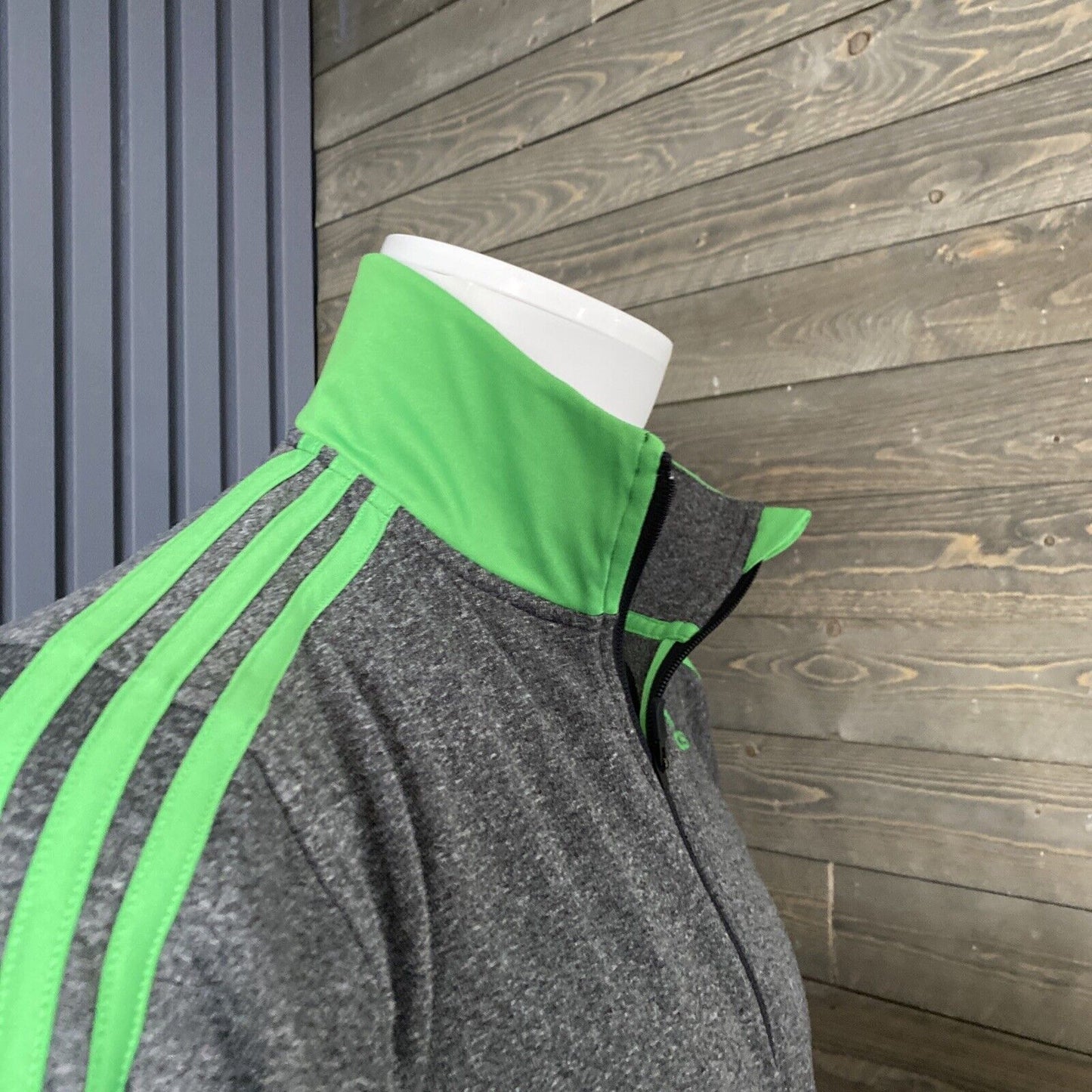 VTG Adidas Mens Zip Up Track Jacket Gray And Green Size Small