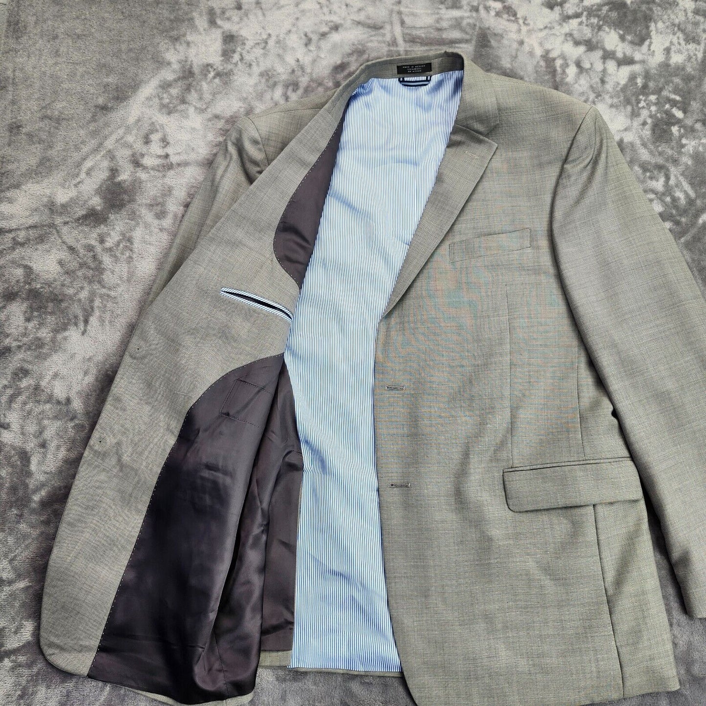 Tommy Hilfiger Men's Gray Blazer Sport Coat Suit Jacket Long 46 100% Wool