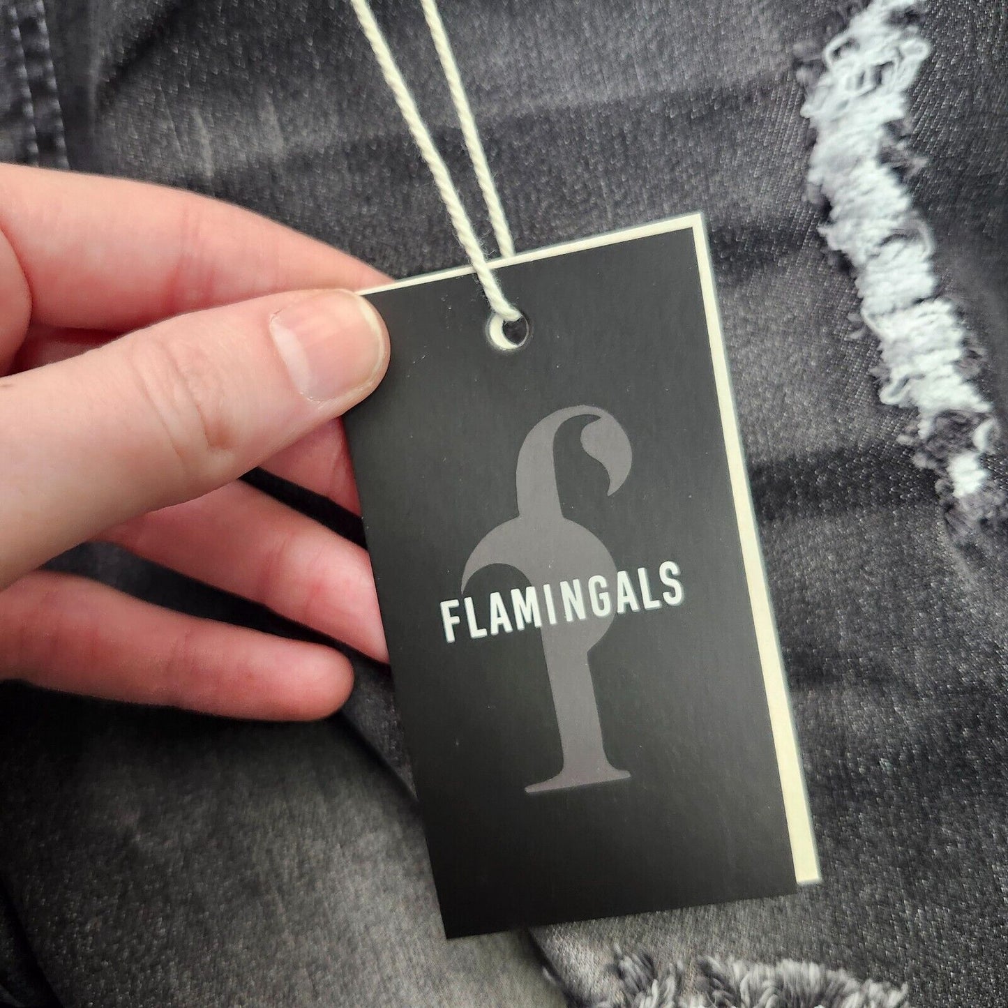 NWT Flamingals Women's Skinny Ripped Black Jeans Size Large