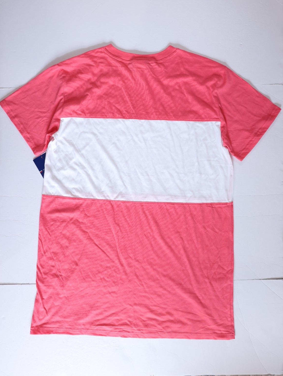 Champion Mens Pink and White Color Block Tee Shirt Size XL