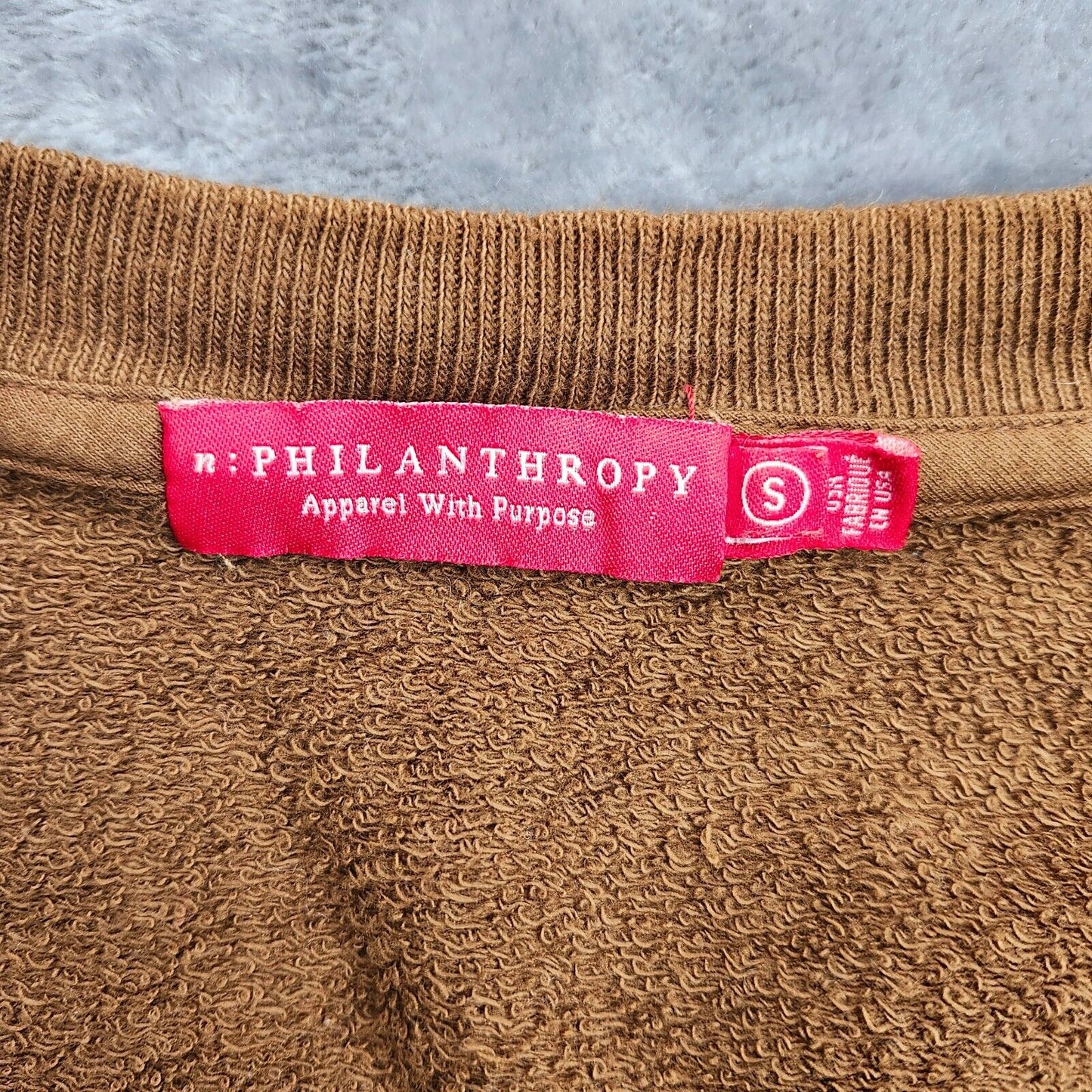 n:PHILANTHROPY Apparel With Purpose Grunge Sweater Brown with Black accents SM