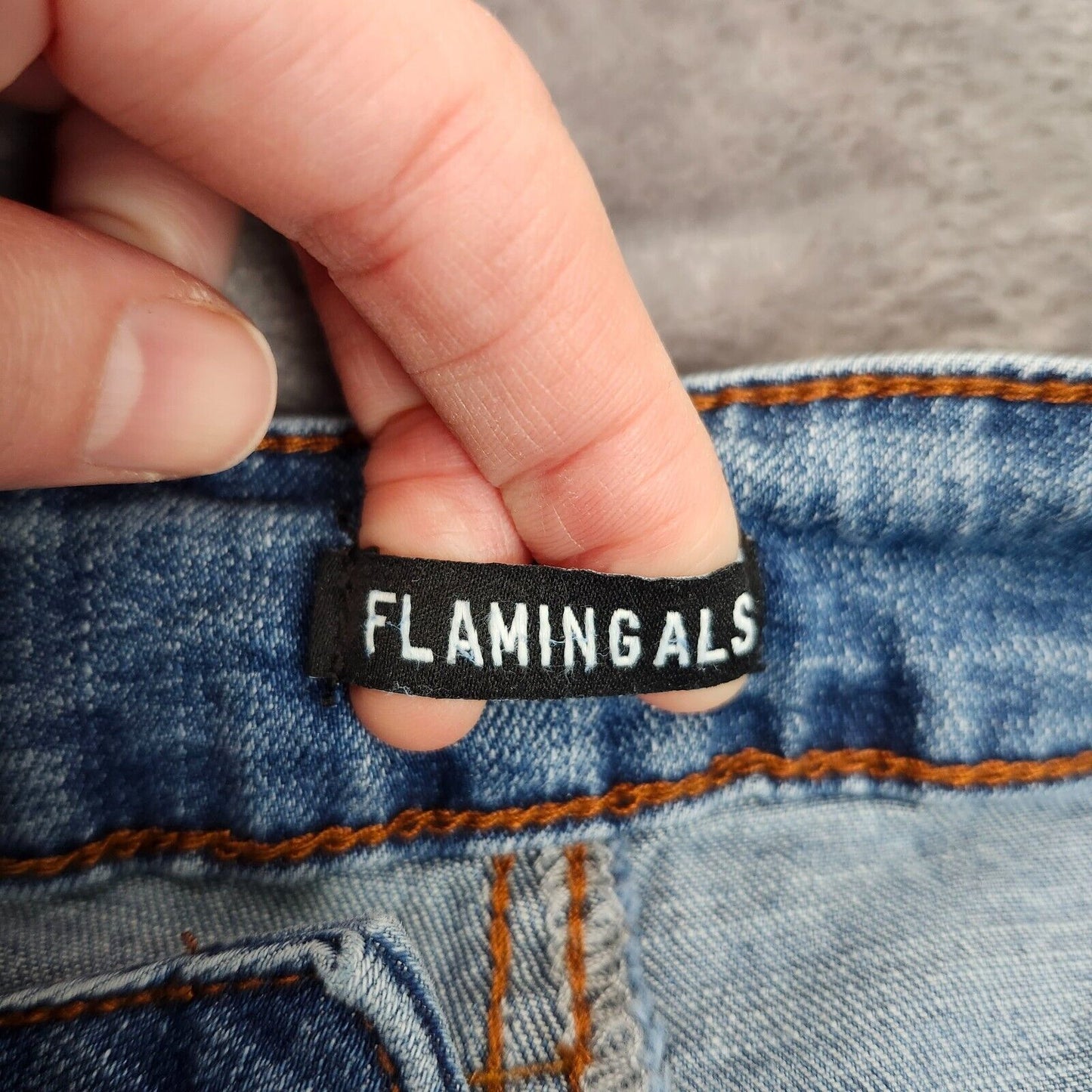 Flamingals Women's Straight Wide Leg Faded Blue Jeans Size Small