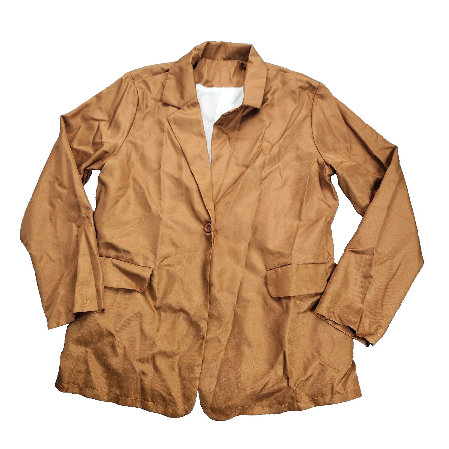 Mens Brown Blazer Polyester Size 2XL