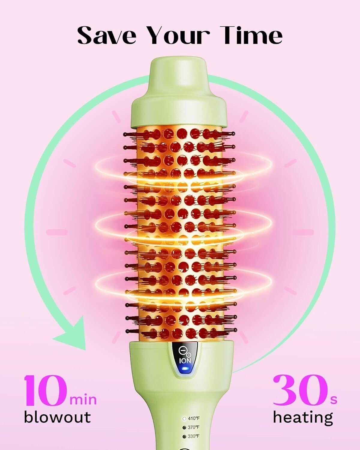 Wavytalk Thermal Brush, 1.5 Inch Blowout Express Ionic Heated Round Brush Green