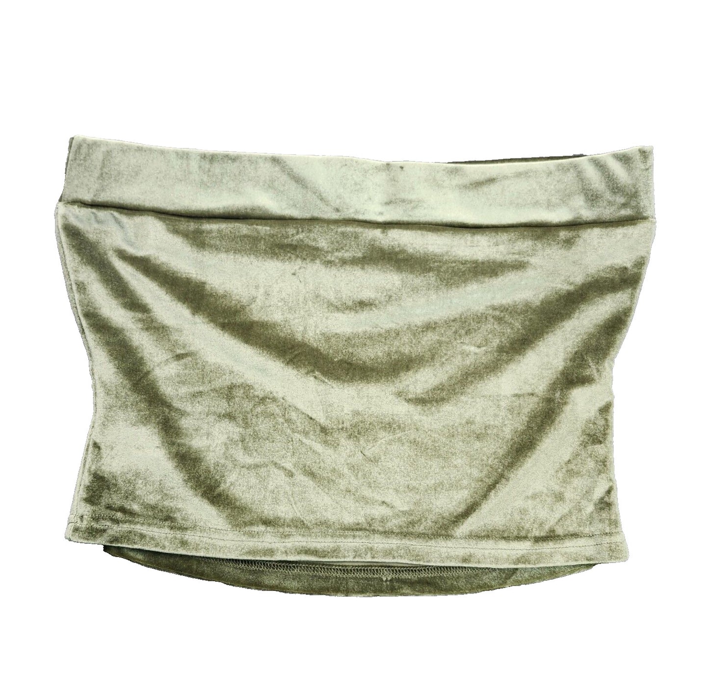 Finesse Womens Velvet Green Strapless Crop top Size XL