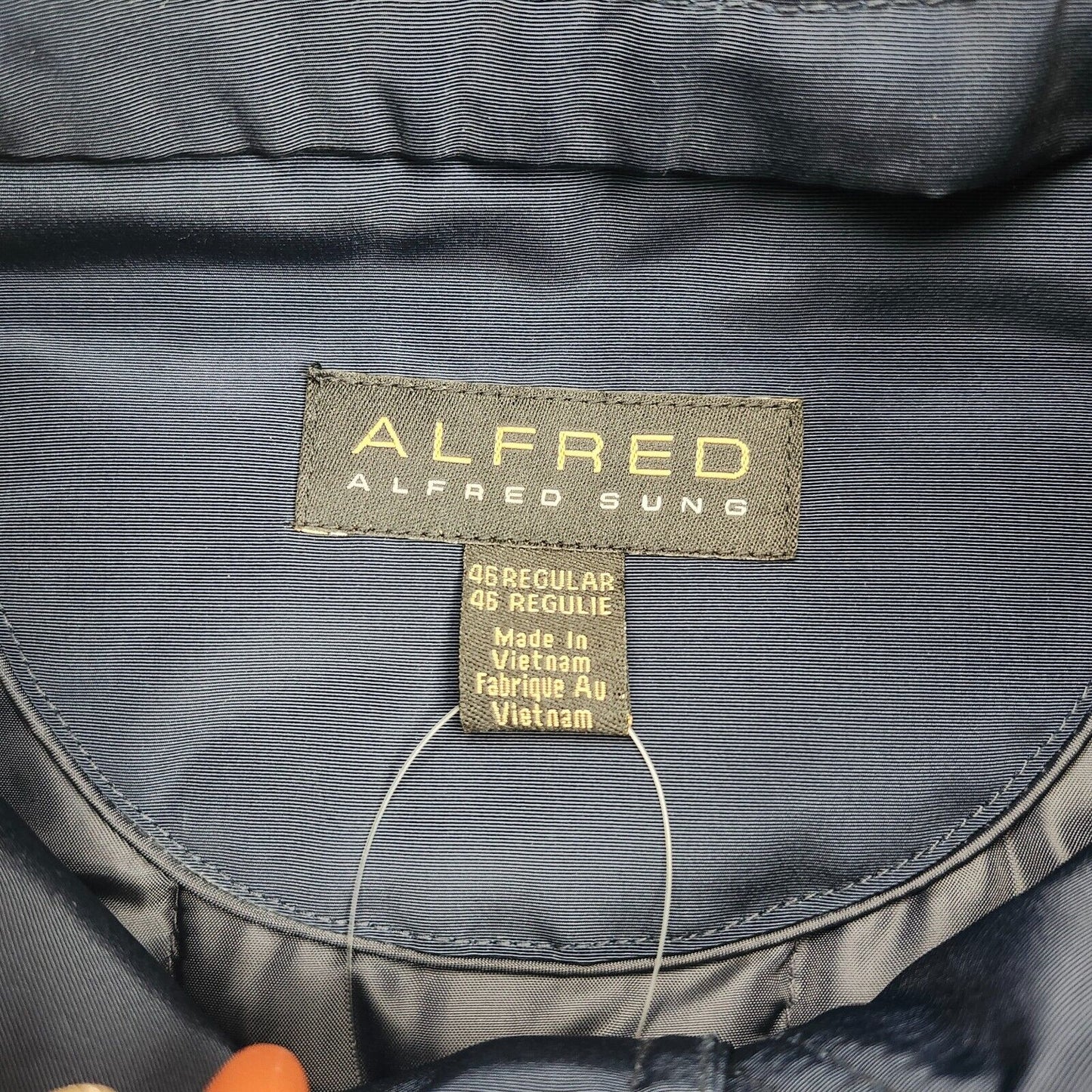 Alfred Sung Mens Rain Jacket Blue Trench Coat 46 Regular