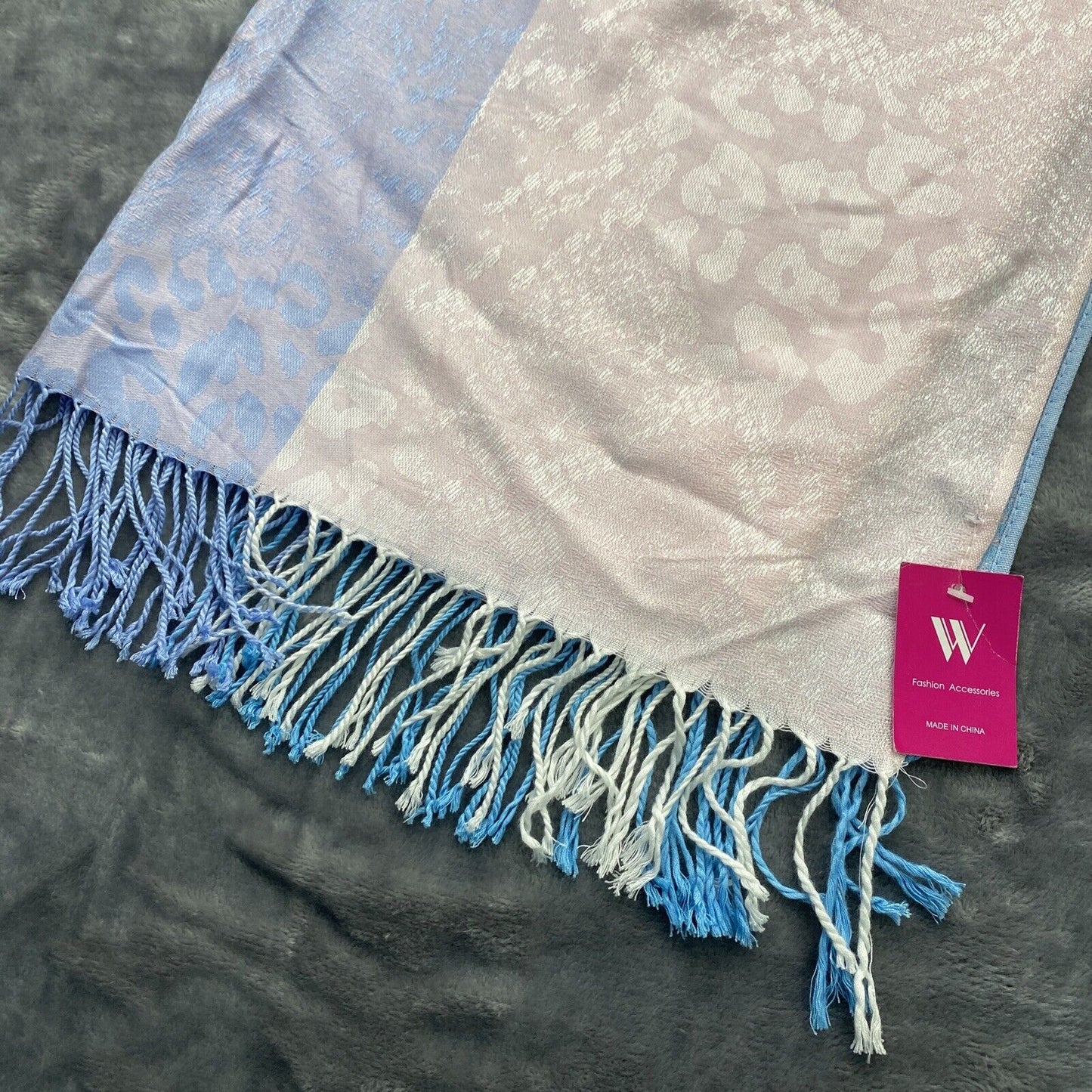 Scarf With Tassels Blue Pink Red Purple Lightweight Scarf 70x52 Inches