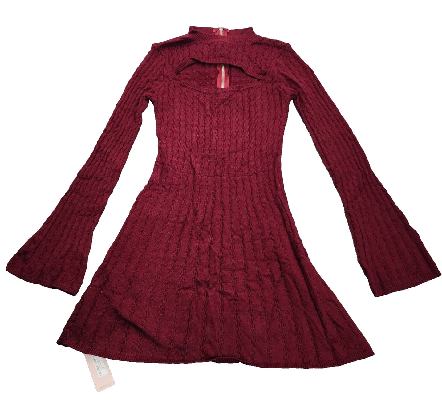 MICAS Womens Burgundy Cutout Long Sleeve Sweater Dress Size Medium