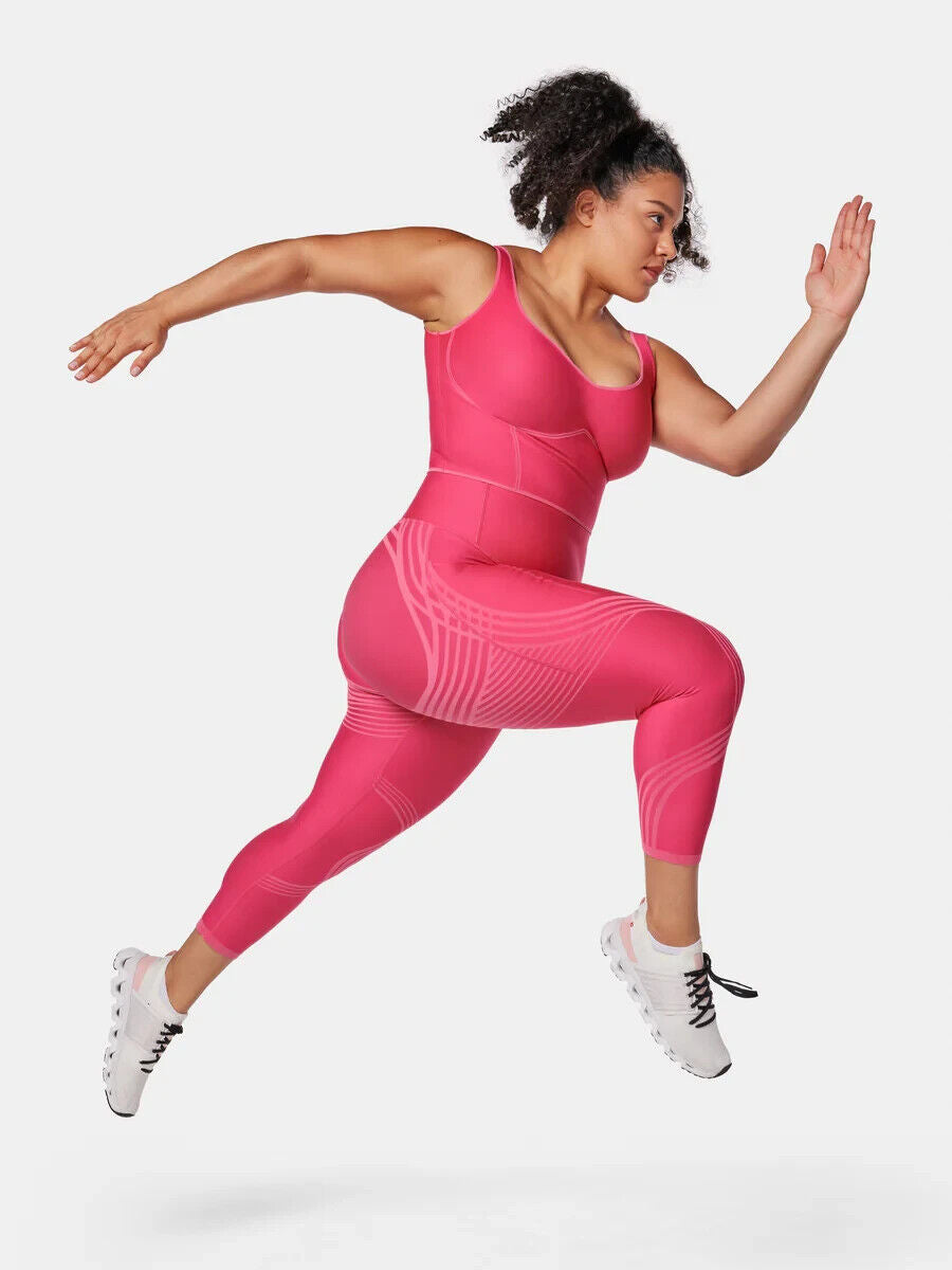Fanka Women's Compression Body Sculpt Resistance Leggings w Pockets Magenta XL