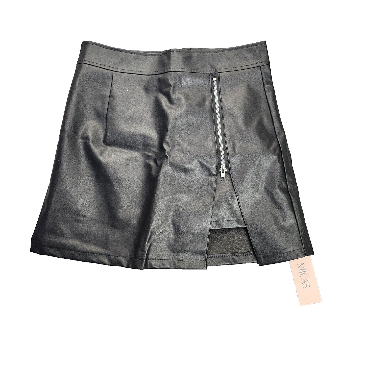 MICAS Womens Black Faux Leather Mini Skirt / Skort Size Small