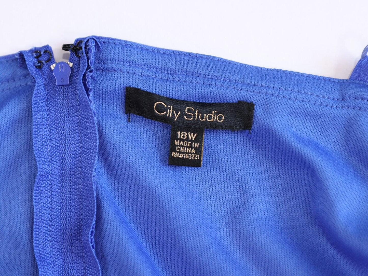 $79 City Studio Trendy Plus Size Cowlneck Fit & Flare Dress Blue Sz 18W
