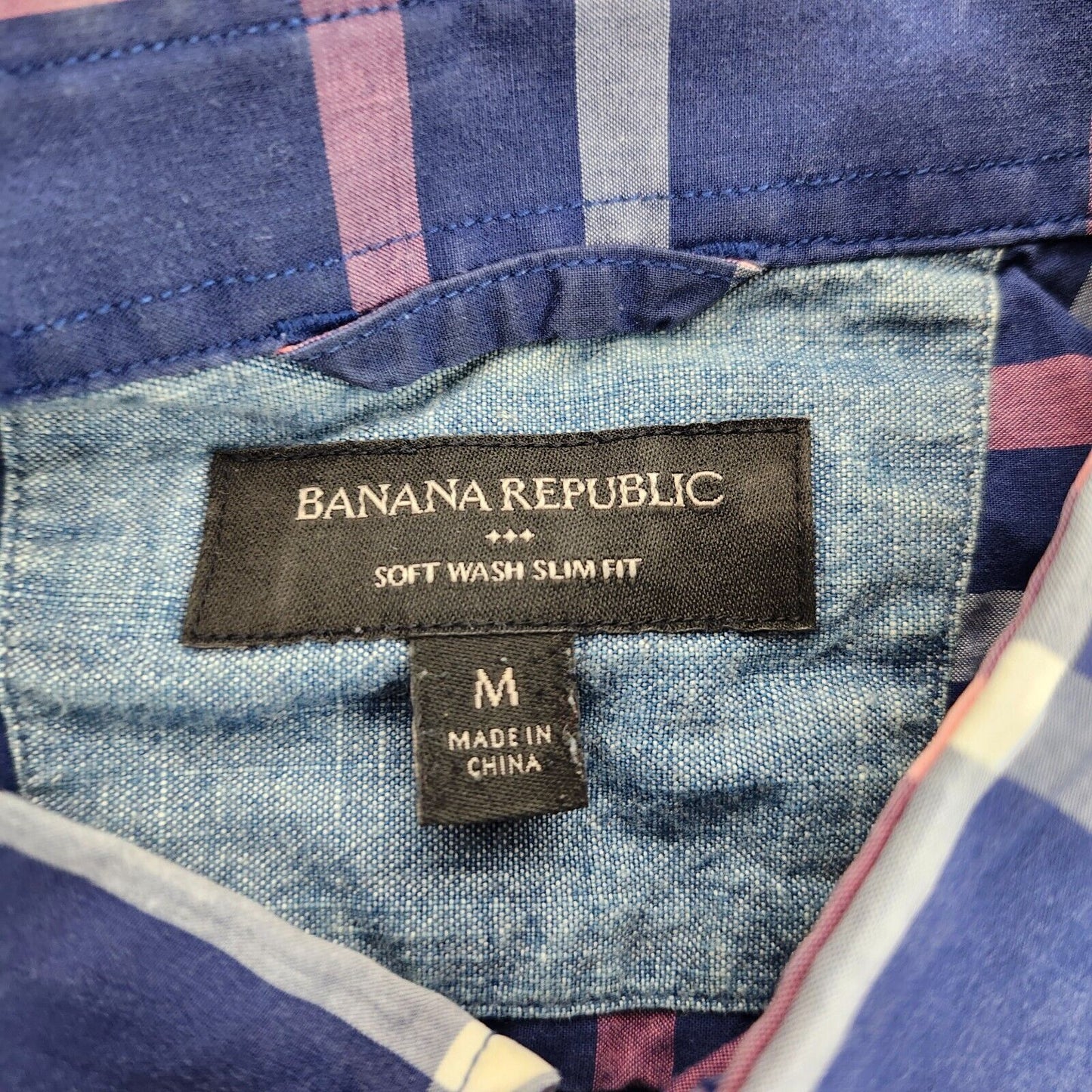 BANANA REPUBLIC SOFT WASH SLIM FIT Button Down Shirt Mens Plaid Medium