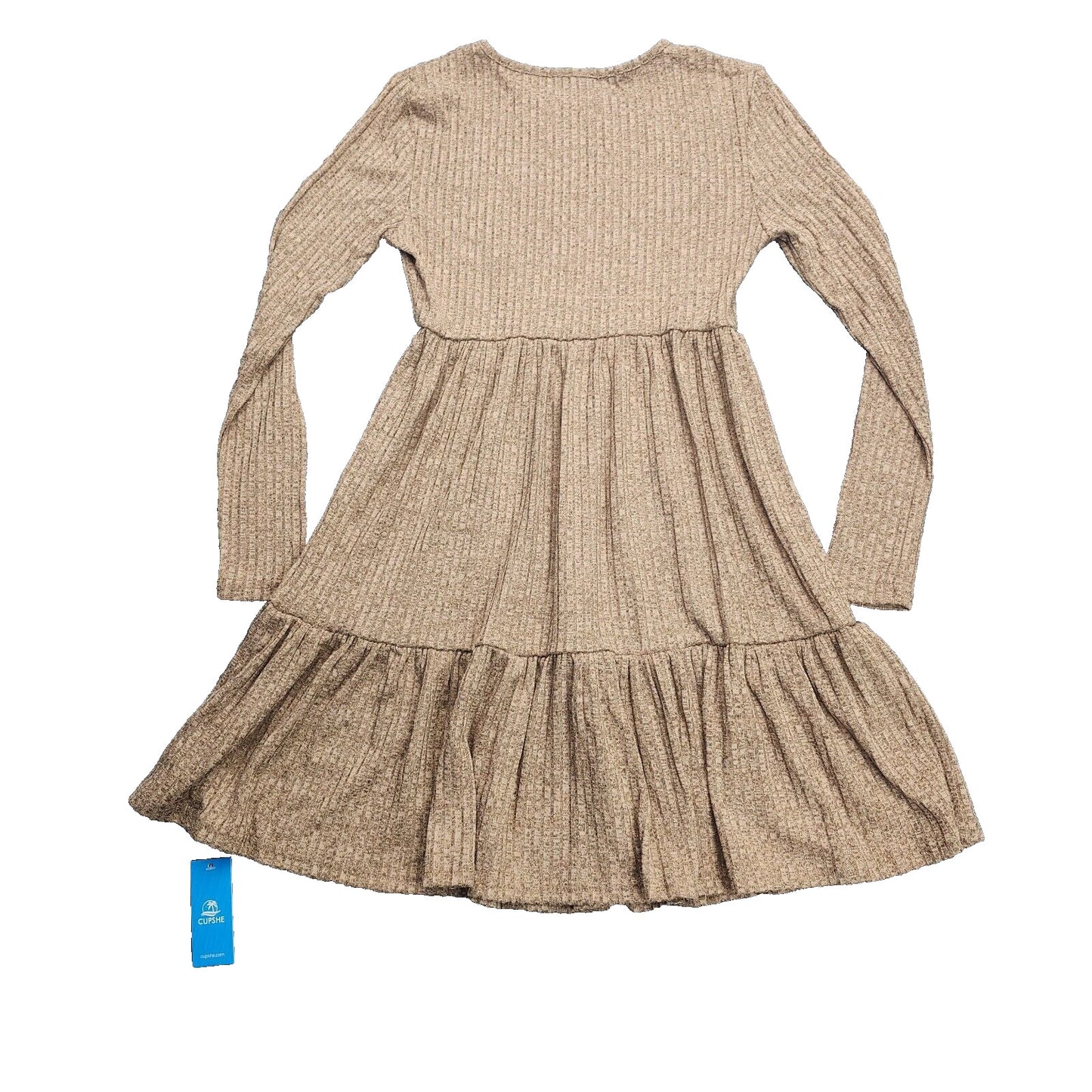 CUPSHE Womens Women's Ribbed Knit Tiered Babydoll Mini Sweater Dress Small