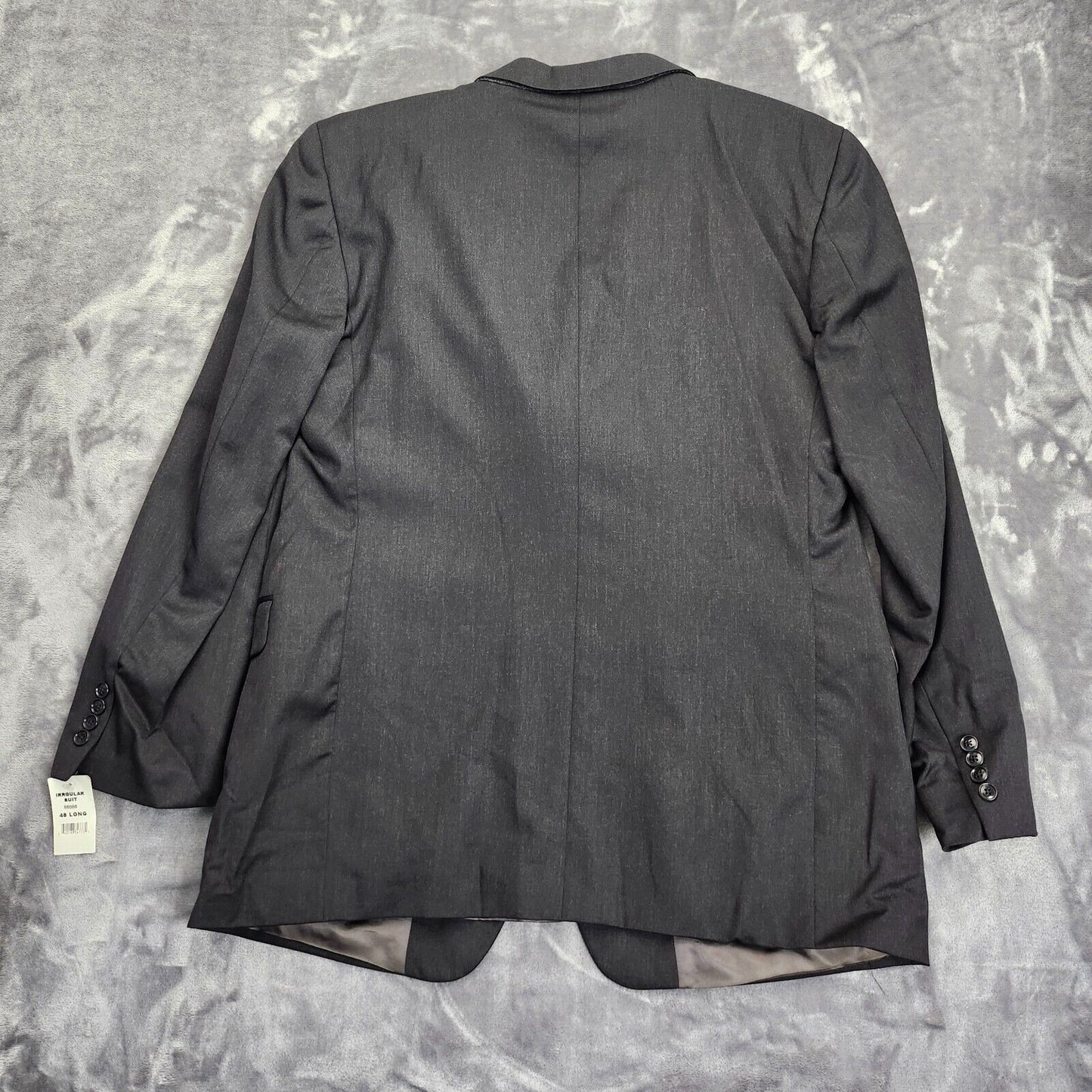 Men's Black 100% Wool Suit Set Jacket 48L Pants 36x32