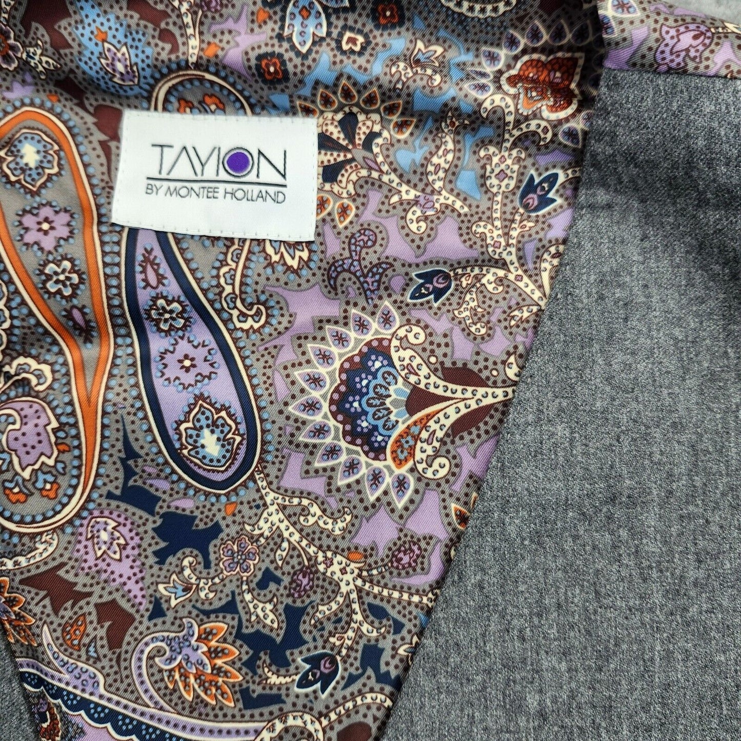 TAYION By Montee Holland Mens Gray Wool Blend Paisley Vest Pike Stitching Med