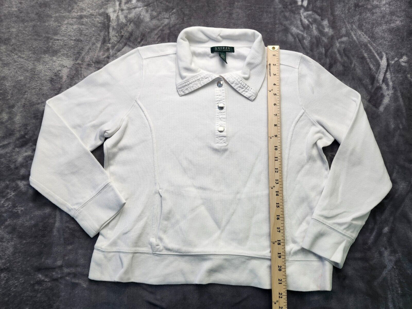 Ralph Lauren LRL Sweater Womens Size Large White Long Sleeve Button Shirt