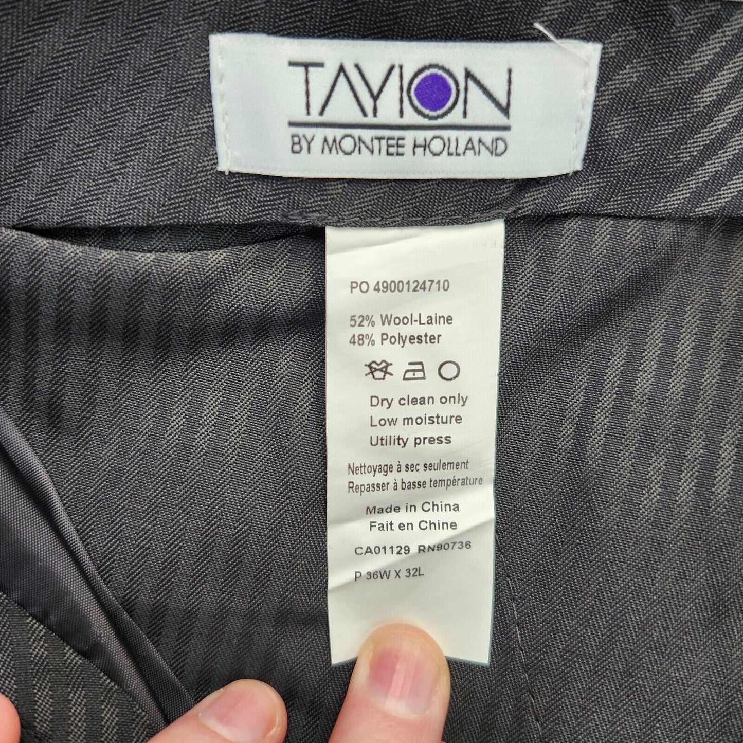 NWT Tayion By Montee Holland Mens Classic-Fit Wool-Blend Dress Pants 36W x 32L