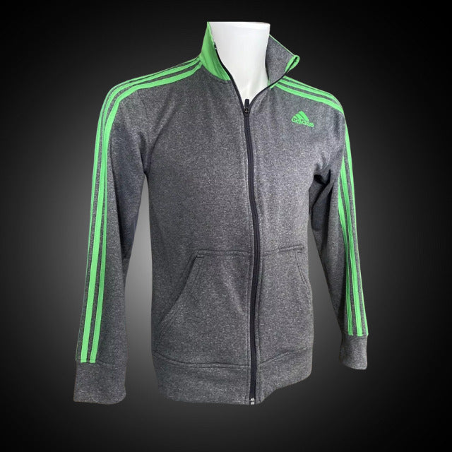 VTG Adidas Mens Zip Up Track Jacket Gray And Green Size Small