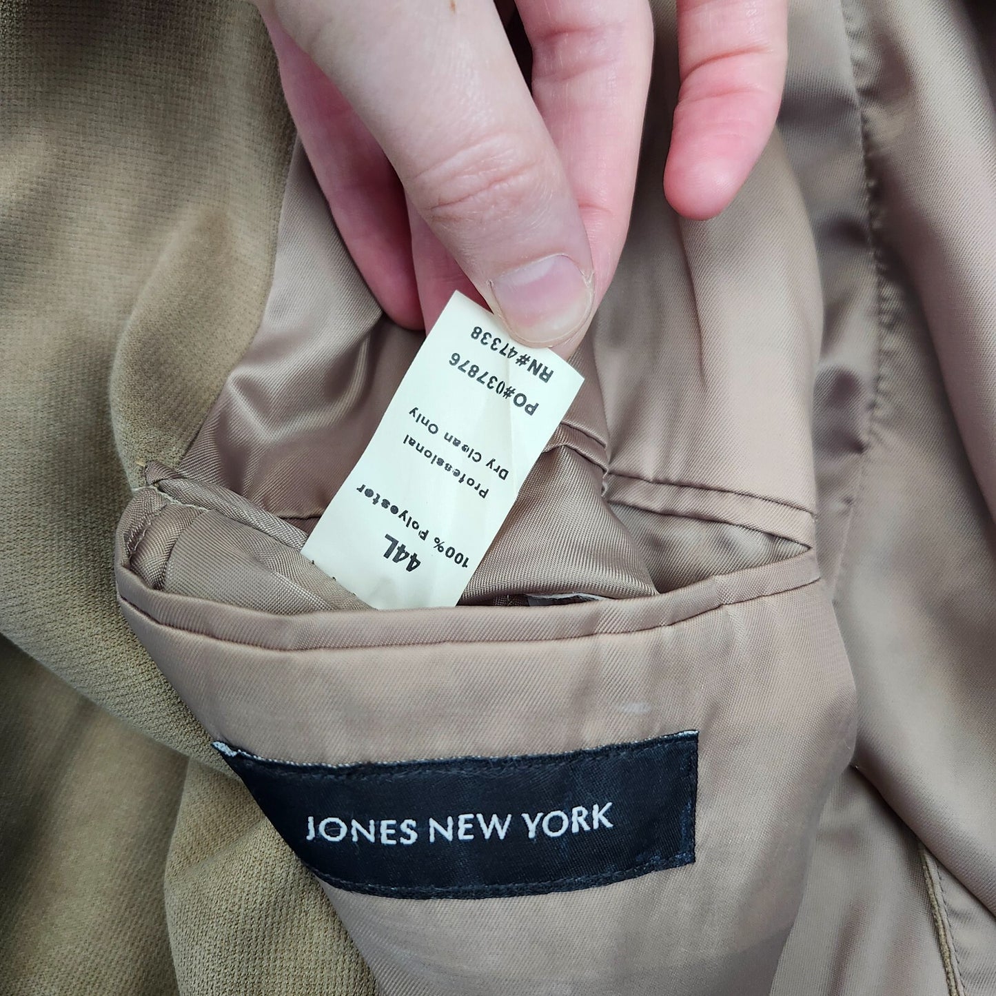 NWT Jones New York Men's 44 Long Sport Coat Blazer Corey Tan Notch Lapel