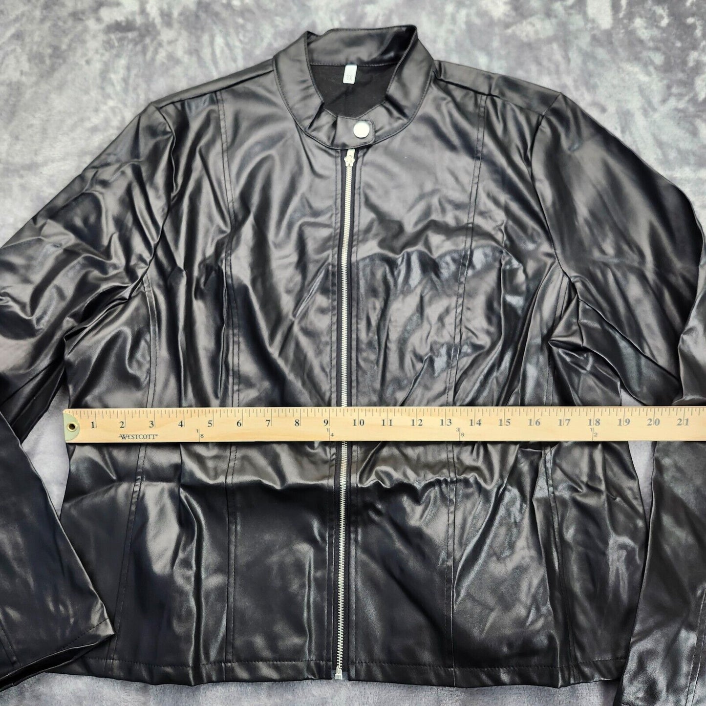 Womens Faux Leather Jackets Zip Up Motorcyle Short Outwear Cropped Coats XL