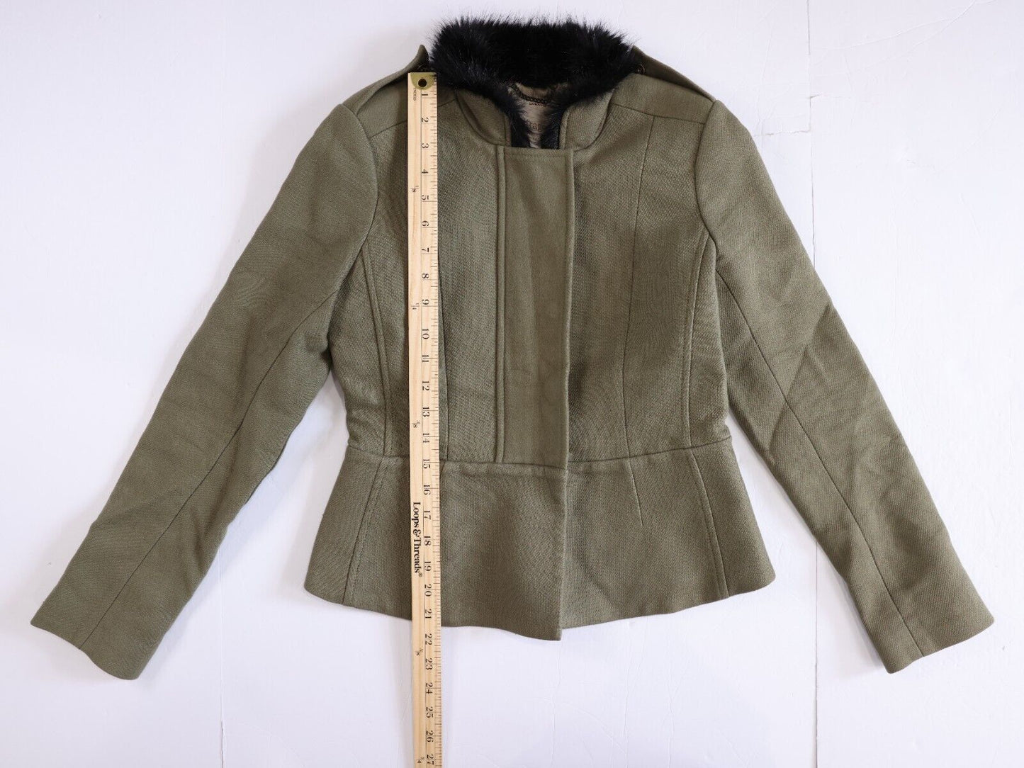 Banana Republic Heritage Blazer Jacket Military Coat Peplum Hem Fitted Cotton XS
