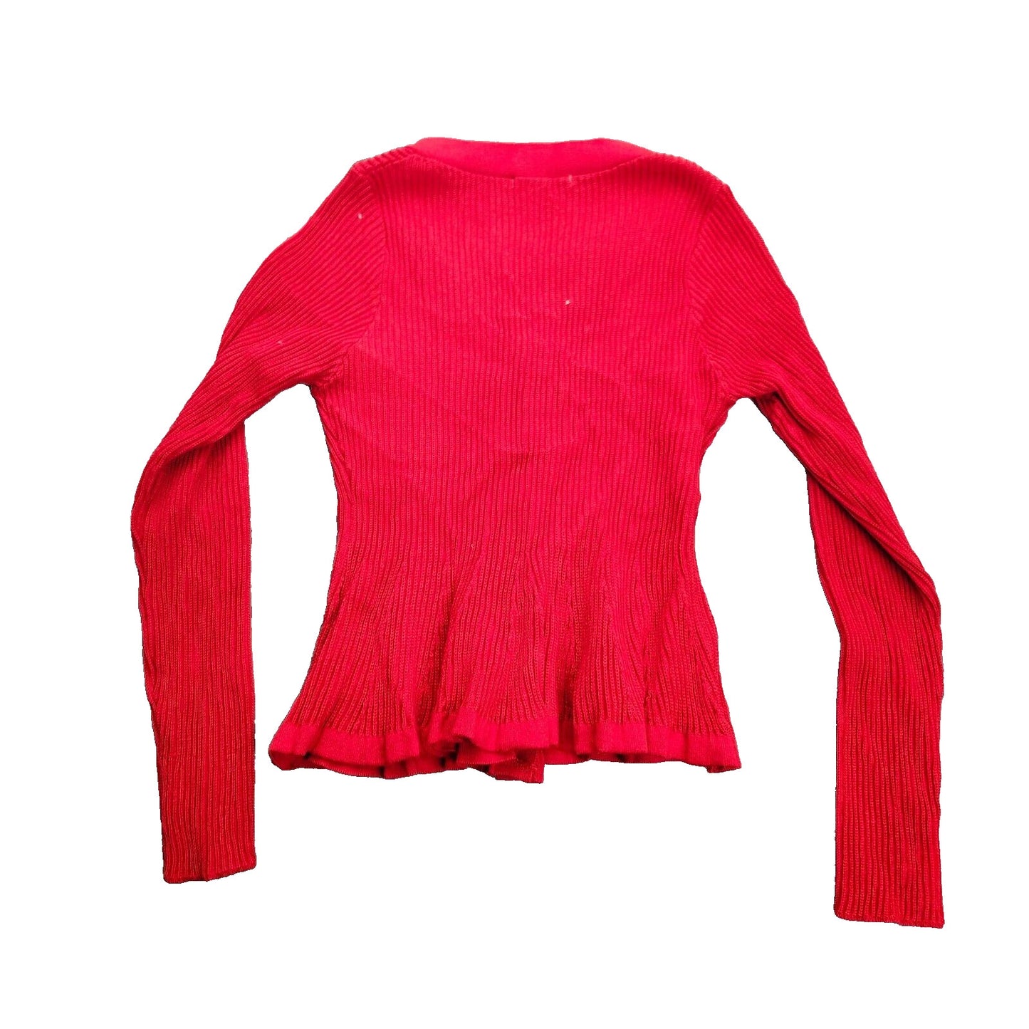 MICAS Womens Solid Knit Button Ruffled Long-Sleeve Top size Medium