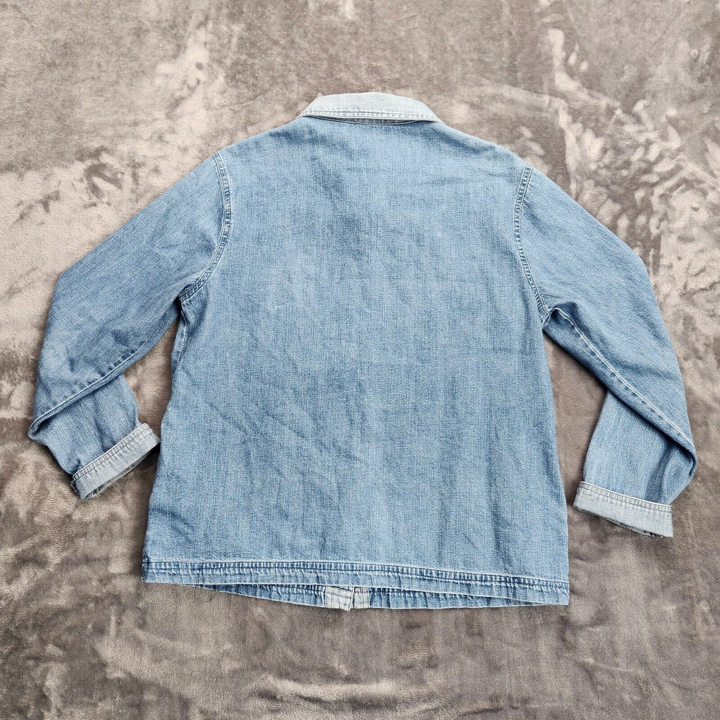 Bobbie Brooks Women's Denim Shirt With Flower Embroidery Small